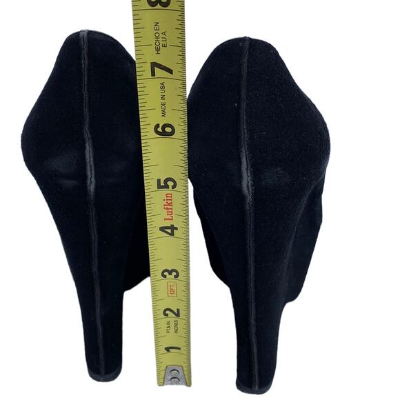 Gianmarco Lorenzi Black Suede Leather Almond Toe Wedge Platform Pumps 37 US7 - Picture 7 of 16